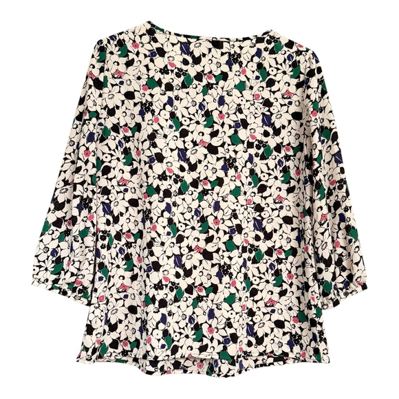 Women's TALBOTS Floral Blouse S White Black - Picture 4 of 7